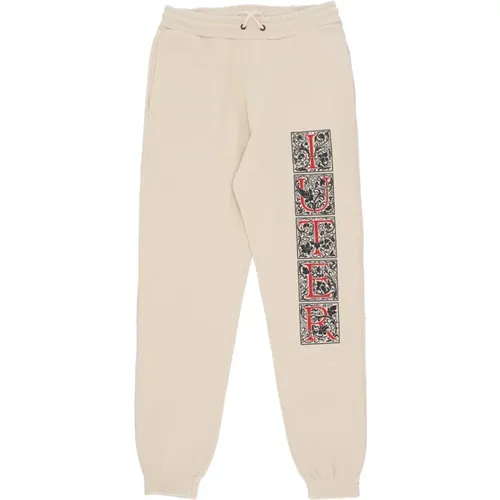 Sweatpants, male, , Size: XL Cream Fleece Sweatpants Elastic Waist - Iuter - Modalova