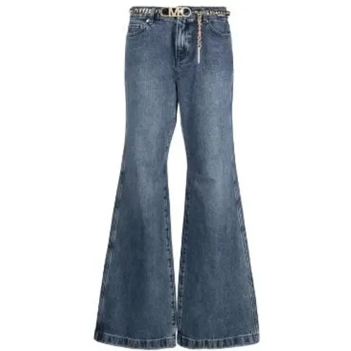 Blaue Flared Jeans mit Goldgürtel , Damen, Größe: S - Michael Kors - Modalova