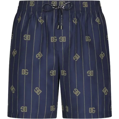 Navy Striped Beach Boxer Swimwear , male, Sizes: 3XL - Dolce & Gabbana - Modalova