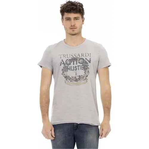 Cotton T-Shirt with Front Print , male, Sizes: 2XL, L - Trussardi - Modalova