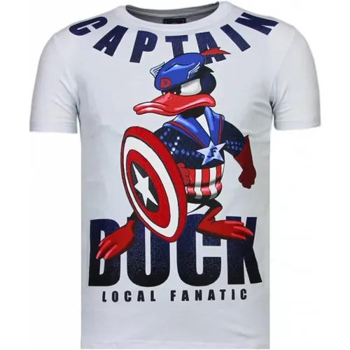 Captain Duck Rhinestone - Herren T-Shirt - 6007W , Herren, Größe: M - Local Fanatic - Modalova