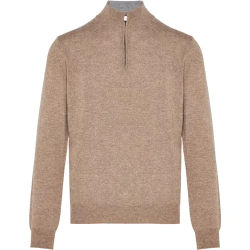 Luxury Wool Cashmere Half-Zip Sweater , male, Sizes: 2XL, 3XL - Corneliani - Modalova