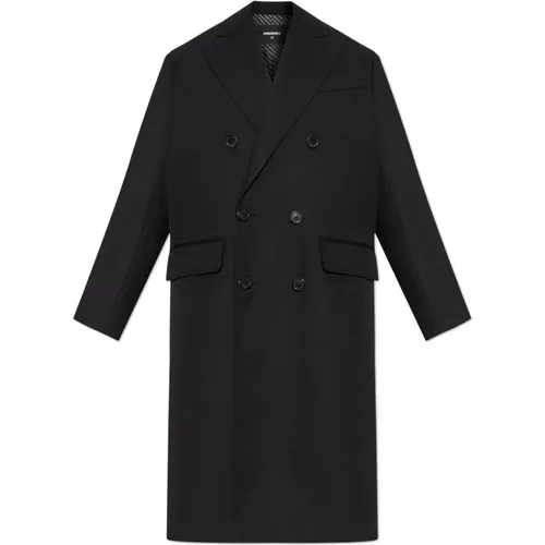 Double-Breasted Coats, male, , Size: S Wool coat - Dsquared2 - Modalova