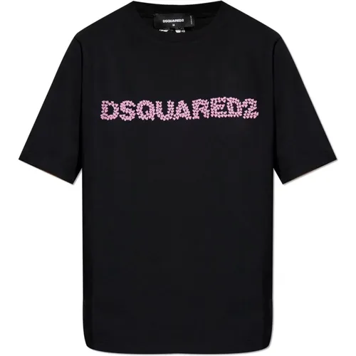 T-Shirt mit Logo , Damen, Größe: 2XS - Dsquared2 - Modalova