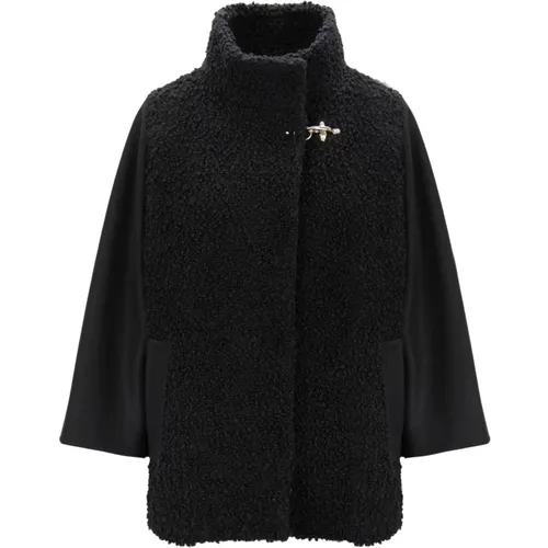 Faux Fur & Shearling Jackets, female, , Size: XL Shearling Jacket with Faux Fur Trim - Fay - Modalova