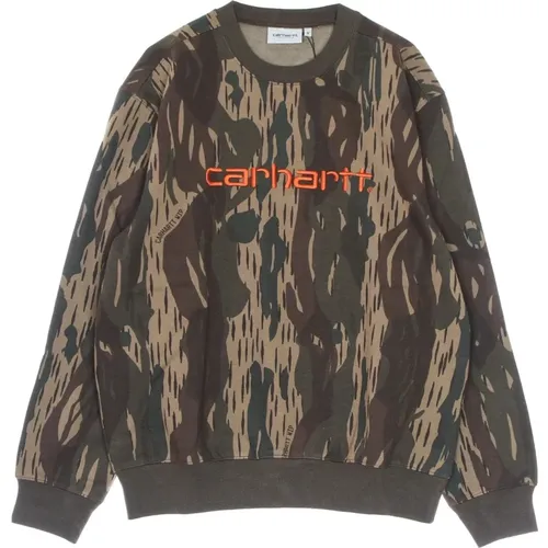 Sweatshirts, male, , Size: S Camo Crewneck Sweatshirt Unite/Copperton - Carhartt WIP - Modalova