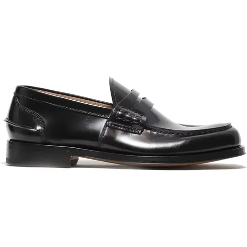 Handgefertigte Schwarze Leder Mokassin Loafers , Herren, Größe: 41 1/2 EU - GREEN GEORGE - Modalova