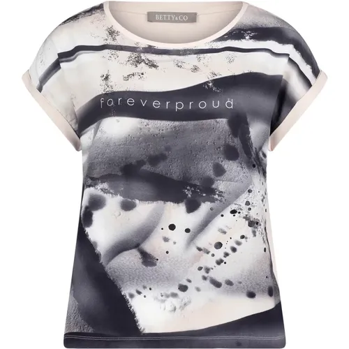 Grafisches Casual-Shirt mit Coolem Druck , Damen, Größe: S - Betty & Co - Modalova