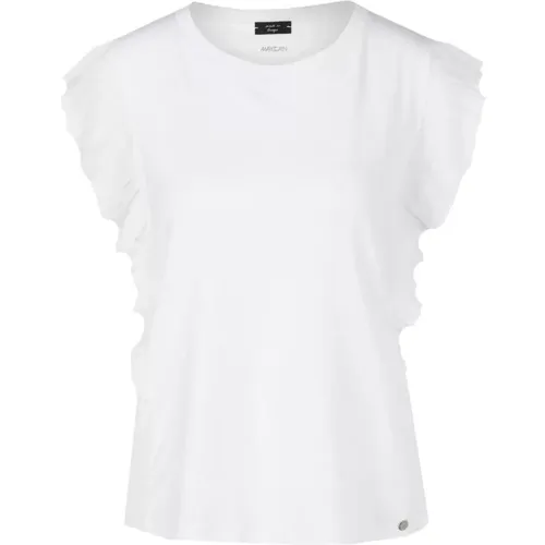 Weißes T-Shirt mit Rüschenärmeln , Damen, Größe: S - Marc Cain - Modalova