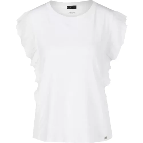 Weißes T-Shirt mit Rüschenärmeln , Damen, Größe: M - Marc Cain - Modalova