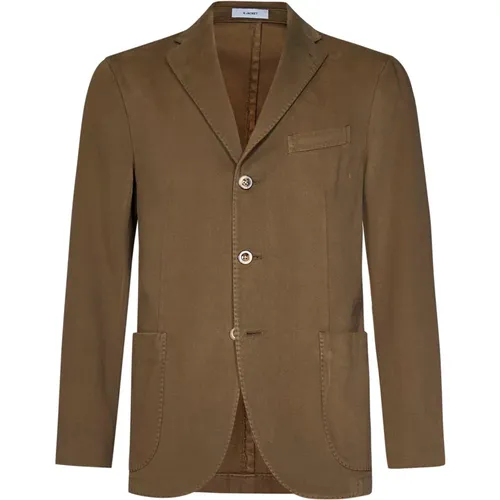 Blazers, male, , Size: 3XL Beige Cotton Canvas Blazer - Boglioli - Modalova