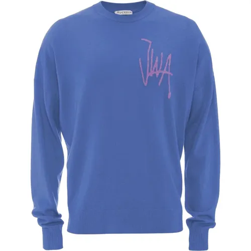 Blauer Wollpullover mit JWA-Logo - JW Anderson - Modalova