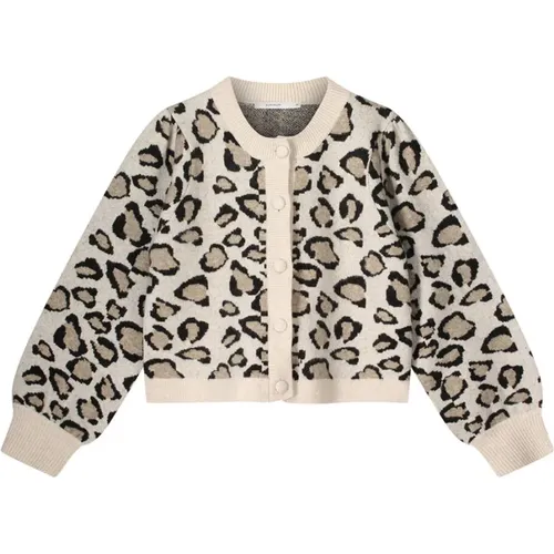 Leopard Jacquard Strickjacke , Damen, Größe: L - Summum Woman - Modalova