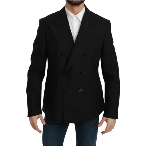 Blazers, male, , Size: 2XL Luxury Wool Blend Slim Fit Blazer - Dolce & Gabbana - Modalova