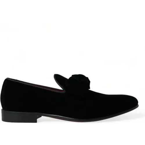 Loafers, male, , Size: 7 US Velvet Loafers Formal Dress Shoes - Dolce & Gabbana - Modalova