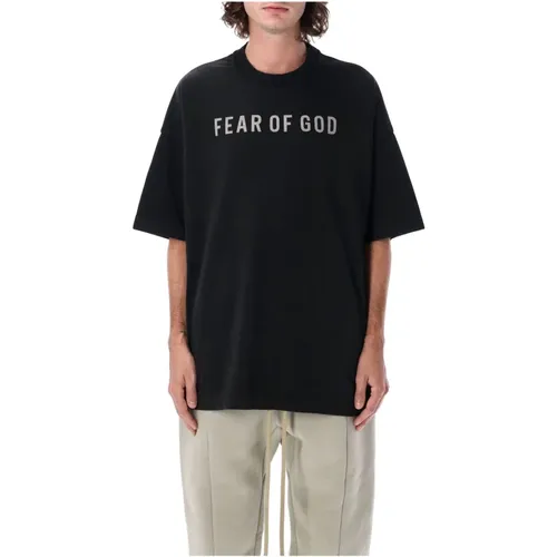 Schwarzes Baumwoll-T-Shirt mit Iconic Logo , Herren, Größe: L - Fear Of God - Modalova