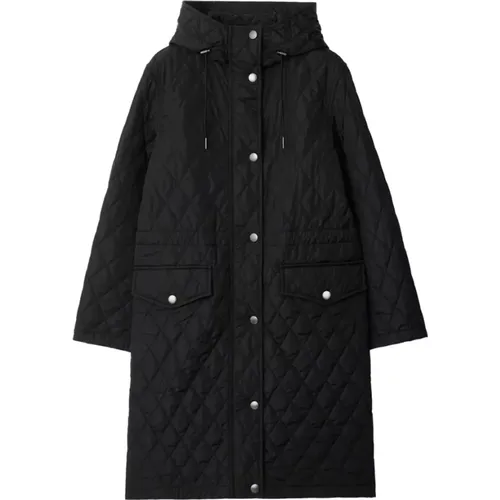 Parkas, female, , Size: M Diamond Quilted Hooded Jacket - Burberry - Modalova