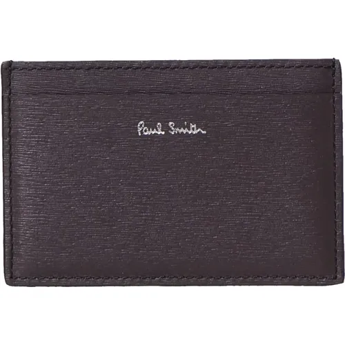 Burgundy Straw-Grain Leather Credit Card Holder , male, Sizes: ONE SIZE - Paul Smith - Modalova