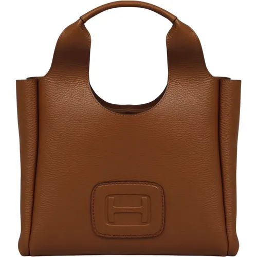 Hammered Leather H-Bag Shopping Bag , female, Sizes: ONE SIZE - Hogan - Modalova