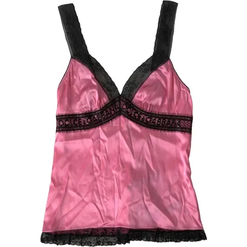 Lace Silk Camisole Top , female, Sizes: XS - Dolce & Gabbana - Modalova