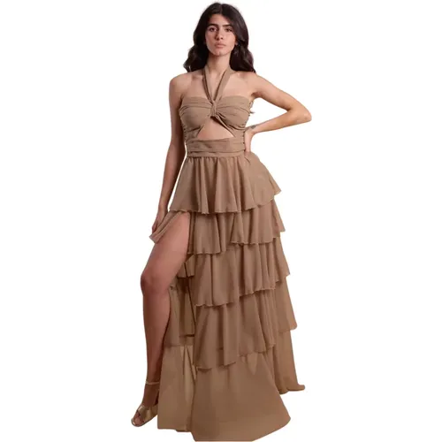 Georgette Ruffle Maxi Dress , female, Sizes: S - Babylon - Modalova