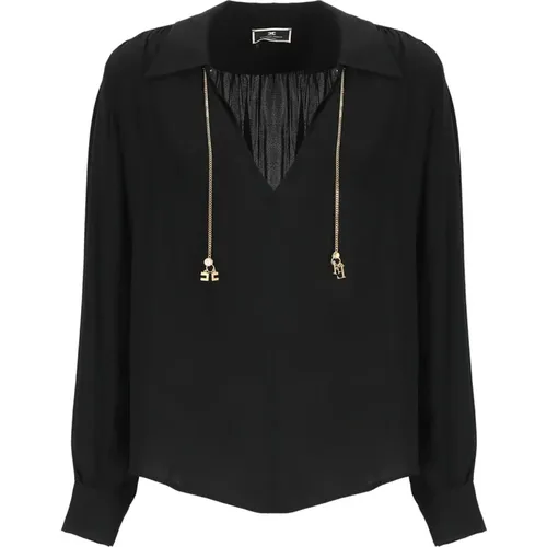 Shirt with Golden Chain Detail , female, Sizes: M, S - Elisabetta Franchi - Modalova