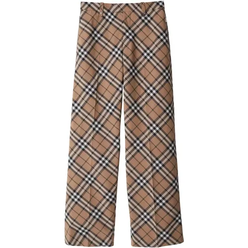 Wide Trousers, male, , Size: L Linden IP Check MW LAR - Burberry - Modalova