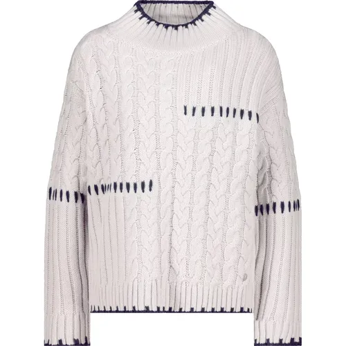 Stylischer Pullover aus Wollmischung mit Zopfmuster und Rippstruktur , Damen, Größe: 2XL - monari - Modalova