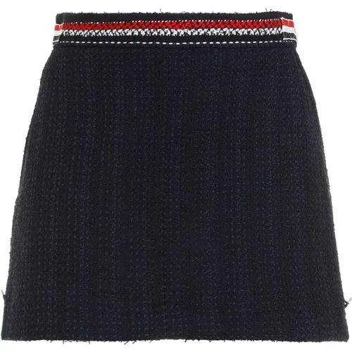 Short Skirts, female, , Size: XS Navy Blue Striped Mini Skirt - Thom Browne - Modalova