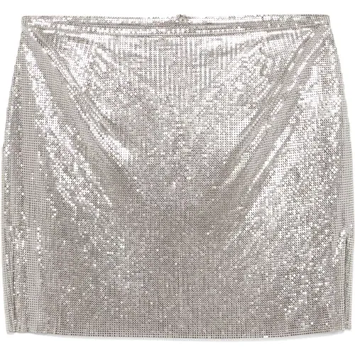 Silver Metallic Knit Mini Skirt , female, Sizes: XS, S - Paco Rabanne - Modalova