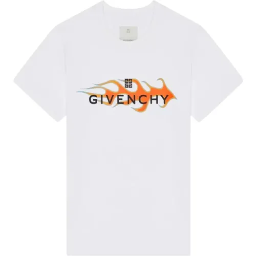 Flames Logo Printed T-Shirt in , male, Sizes: S, M - Givenchy - Modalova