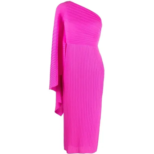 Fuchsia Ribbed One-Shoulder Dress , female, Sizes: 2XS - Solace London - Modalova