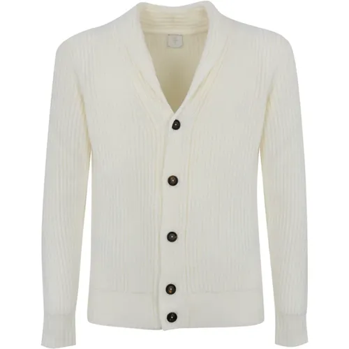 Cardigans, male, , Size: L Ivory Wool Shawl Collar Cardigan - Eleventy - Modalova