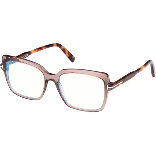 Glasses, unisex, , Size: 54 MM Blue Block Eyewear Frames in Shiny Brown/Blue - Tom Ford - Modalova