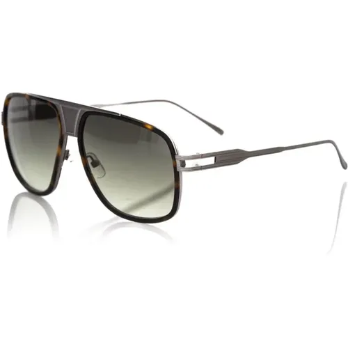 Sunglasses, male, , Size: ONE SIZE Havana Shield Sunglasses with Metal Accent - Frankie Morello - Modalova