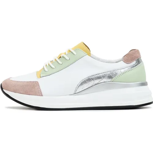 Plateau Leder Sneakers - Weiß , Damen, Größe: 40 EU - Cesare Gaspari - Modalova