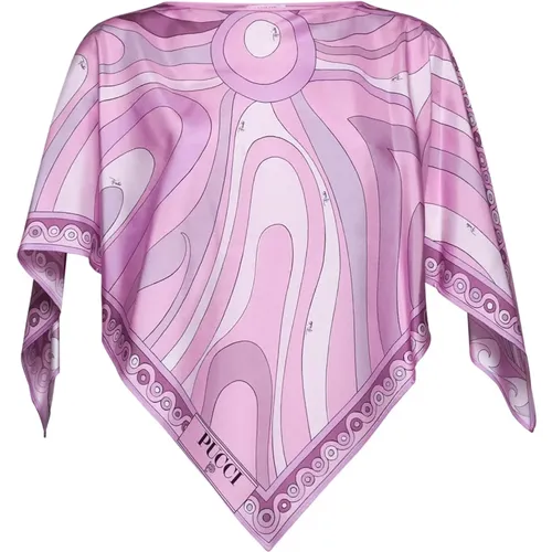 Abstract Print Silk Blouse Lilac , female, Sizes: ONE SIZE - EMILIO PUCCI - Modalova