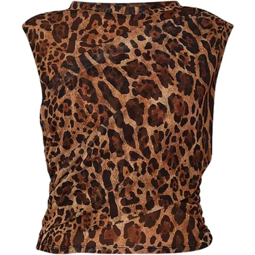 Animalier Tüll Crop Top mit wildem Print , Damen, Größe: L - Liu Jo - Modalova