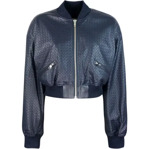 Blaue Bomberjacke mit Rippdetails , Damen, Größe: M - ROTATE Birger Christensen - Modalova