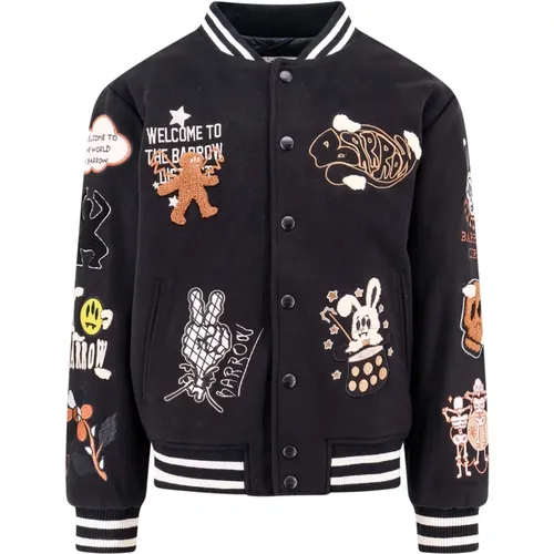 Bomber Jackets, male, , Size: M Padded Jacket with Patches and Embroidery - Barrow - Modalova