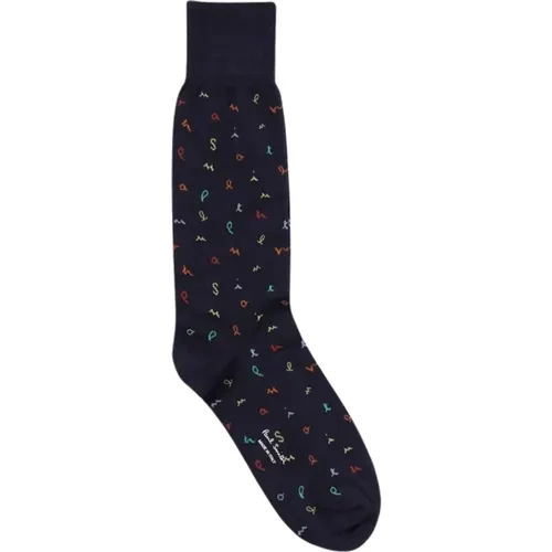 Socks, male, , Size: ONE SIZE Multicolored Script Crew Socks - Paul Smith - Modalova