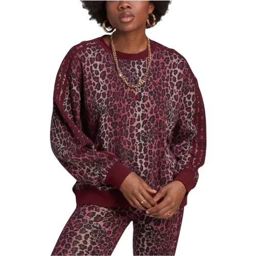 Leopard Print Crew Sweatshirt , Damen, Größe: S - Adidas - Modalova