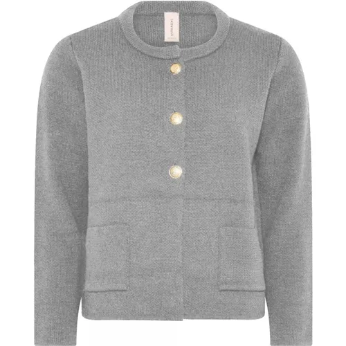 Cardigans, female, , Size: L Classic Wool Cardigan Stone Grey - Skovhuus - Modalova