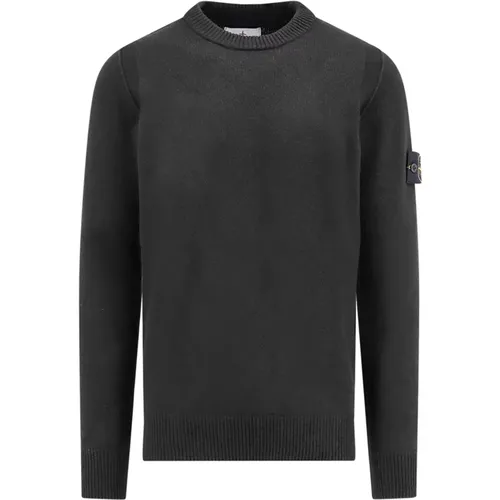 Schwarzer Strick Aw24 Langarm , Herren, Größe: S - Stone Island - Modalova