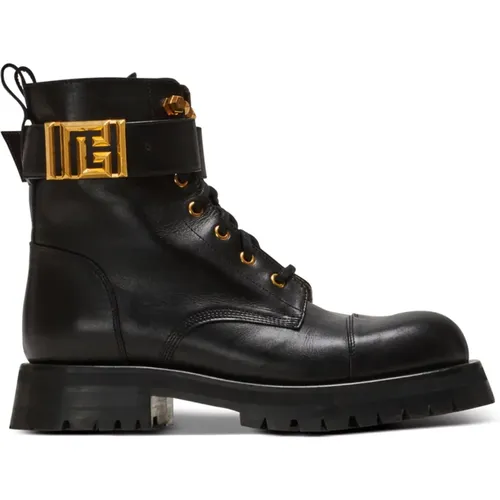 Romy leather army boots , female, Sizes: 6 UK, 4 UK - Balmain - Modalova