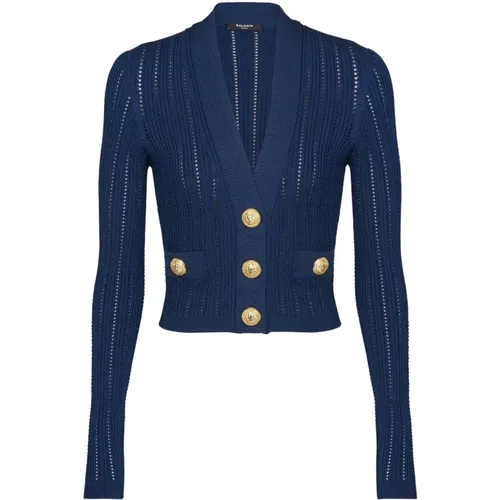 V-neck Cropped Cardigan , female, Sizes: L - Balmain - Modalova