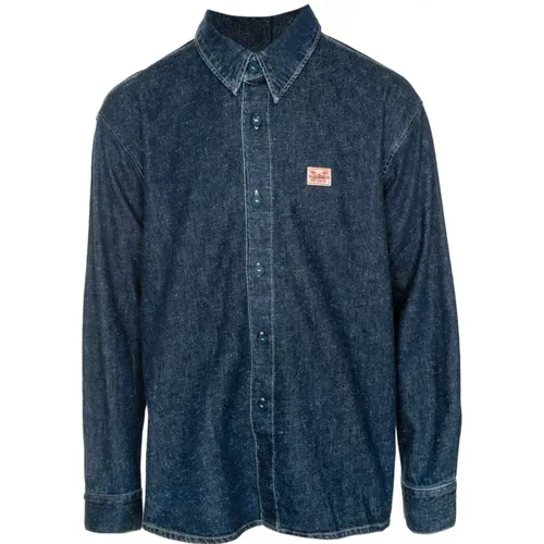 Klassisches Denim Hemd mit Logo-Patch , Herren, Größe: S - American vintage - Modalova