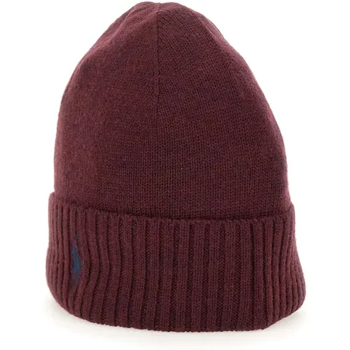 Beanies, male, , Size: ONE SIZE Bordeaux Hats for Men - Polo Ralph Lauren - Modalova