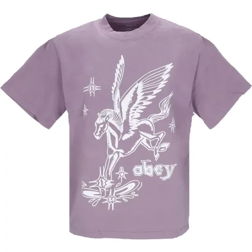 T-Shirts, male, , Size: XS Vintage Lilac Chalk Women's T-Shirt - Obey - Modalova