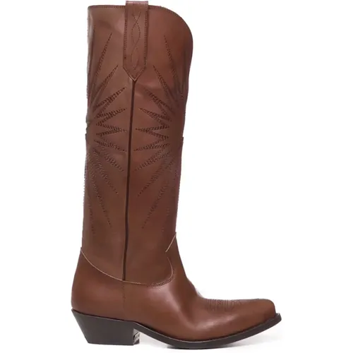 Leather Pointed Toe Mid-Calf Boots , female, Sizes: 7 UK, 6 UK, 5 UK - Golden Goose - Modalova